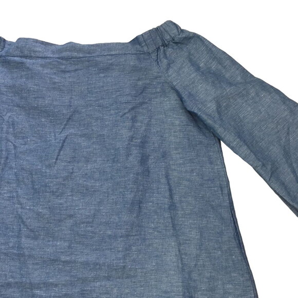 Free People Show Some Shoulder off the shoulder tie long sleeve chambray top XS - Picture 3 of 3